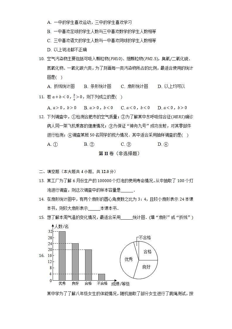 沪科版初中数学七年级上册第五章《数据的收集与整理》单元测试卷（较易）（含答案解析）03