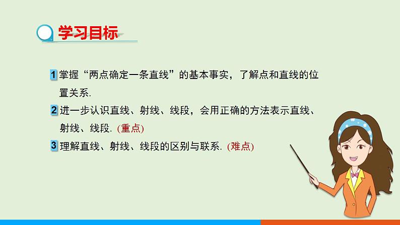 人教版七年级数学上册 4.2  直线、射线、线段（ 第1课时） 教学课件第2页