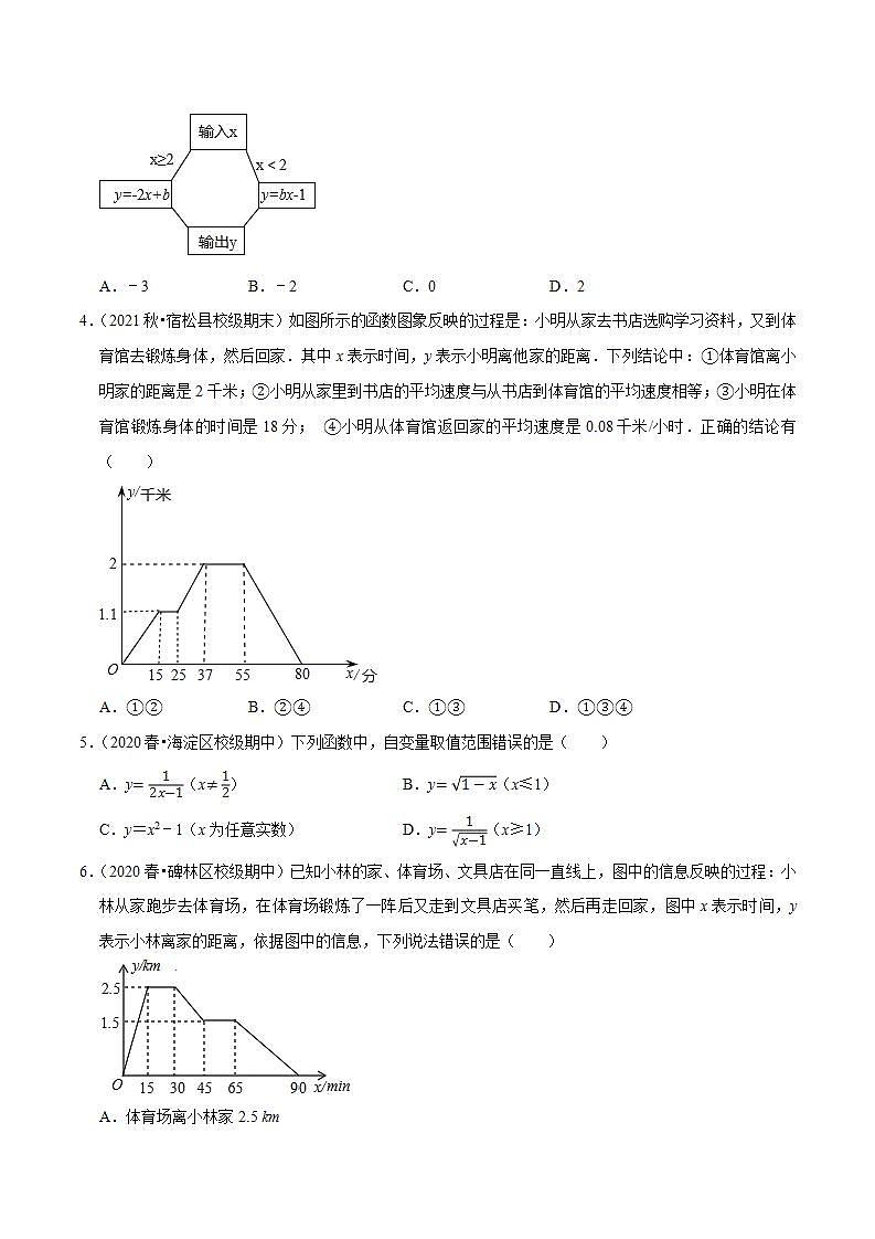 浙教版八年级数学上册同步培优练习 专题5.2函数 （测试题）+（详解版）02
