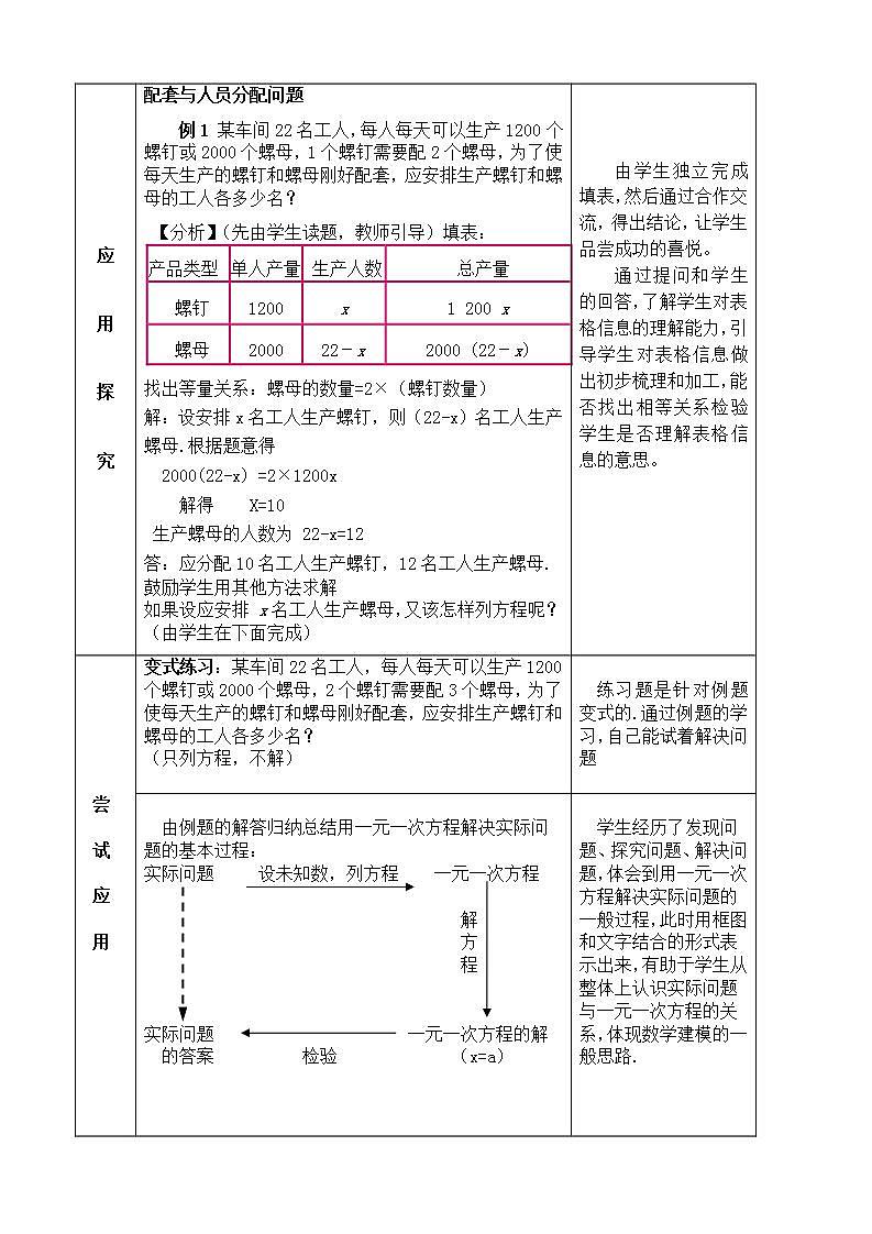 人教版七年级数学上册--3.4 实际问题与一元一次方程（配套问题）教学设计02