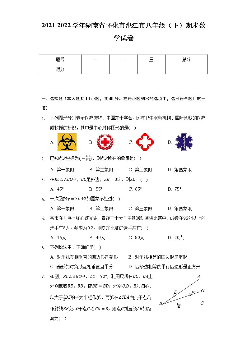 2021-2022学年湖南省怀化市洪江市八年级（下）期末数学试卷（Word解析版）01