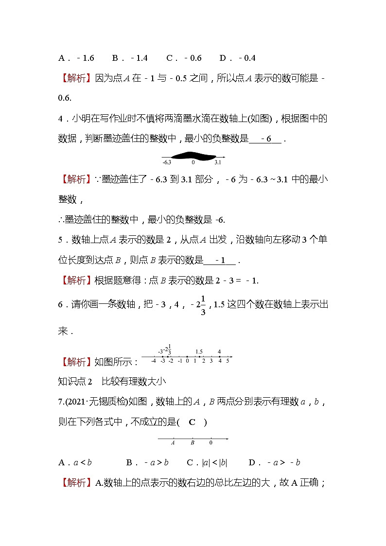 2.2 数轴 北师大版七年级数学上册同步作业(含答案)02
