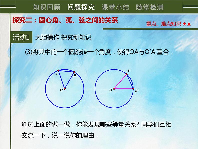 人教版（五四学制）9上数学 31.1.3 弧、弦、圆心角 课件第7页