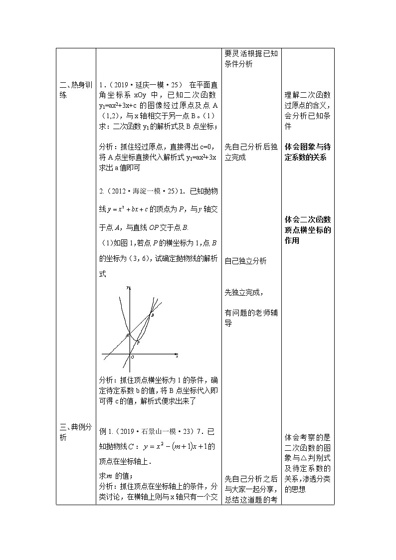 人教版   九年级上册 二次函数复习课 教学设计02