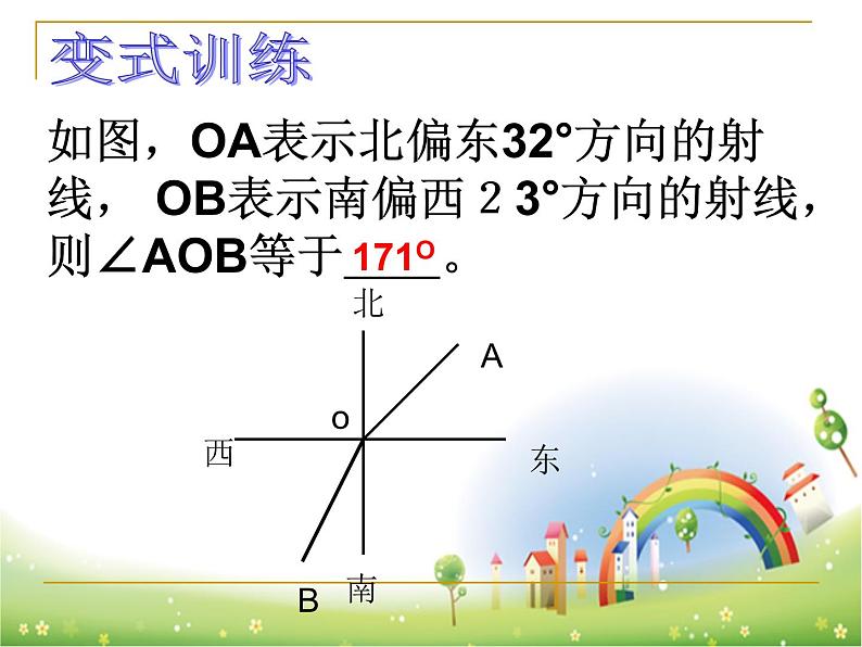 人教版七年级数学上册--4.3.3余角和补角-方位角-课件3第5页