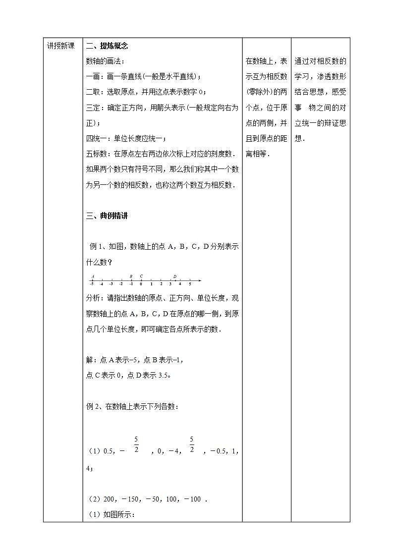 浙教版7年级上册数学1.2数轴教案第3页