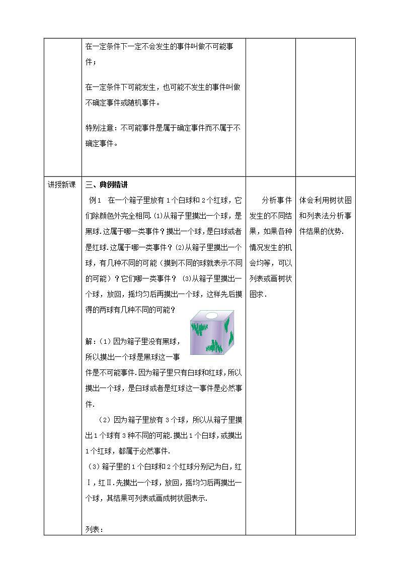 浙教版9年级上册数学2.1事件的可能性（1）教案第3页