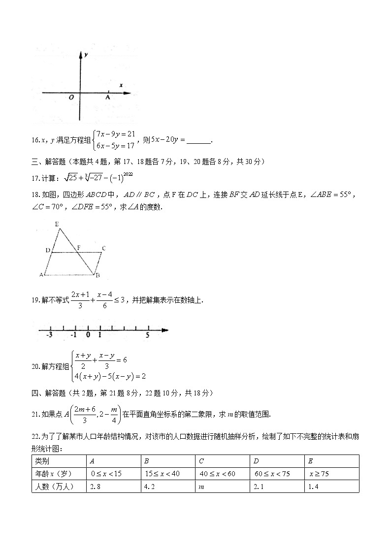 辽宁省大连市普兰店区2021-2022学年七年级下学期6月月考数学试题(word版含答案)第3页