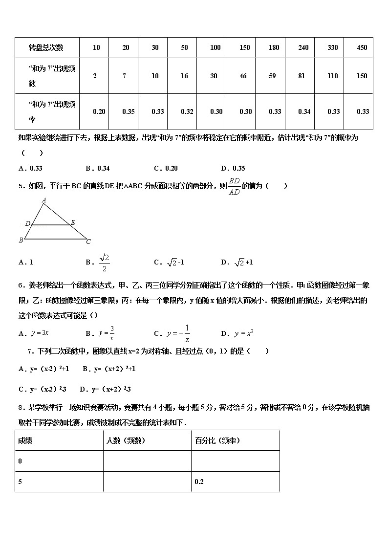 2022年日喀则市重点中学中考四模数学试题含解析第2页