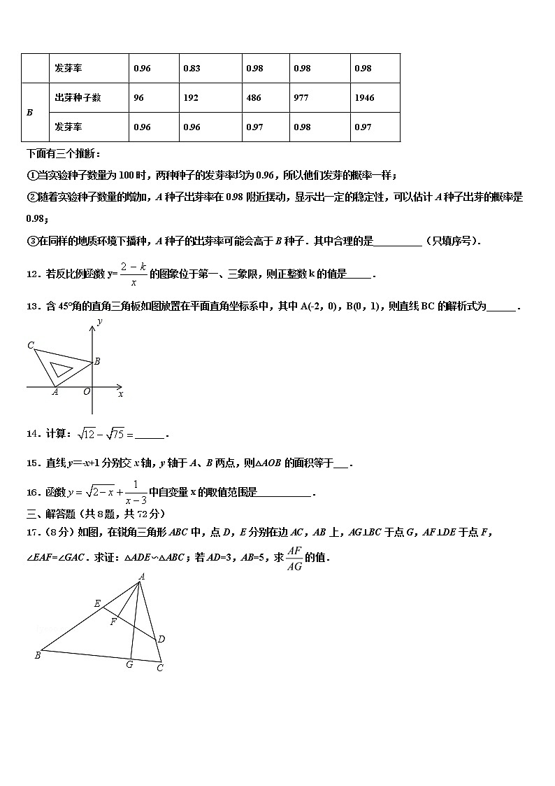 2022年内蒙古通辽市开鲁县重点中学中考数学适应性模拟试题含解析第3页