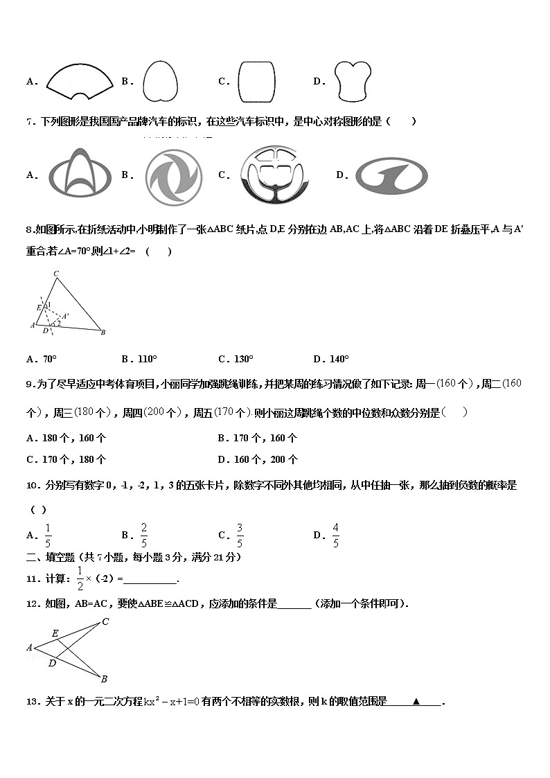 2022年山东省广饶县重点中学中考数学模试卷含解析第2页
