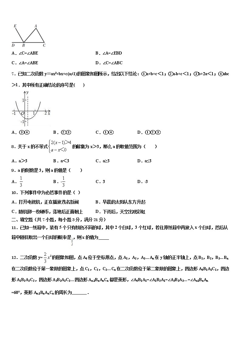 2022年山东省枣庄市市中学区重点名校中考数学猜题卷含解析第2页
