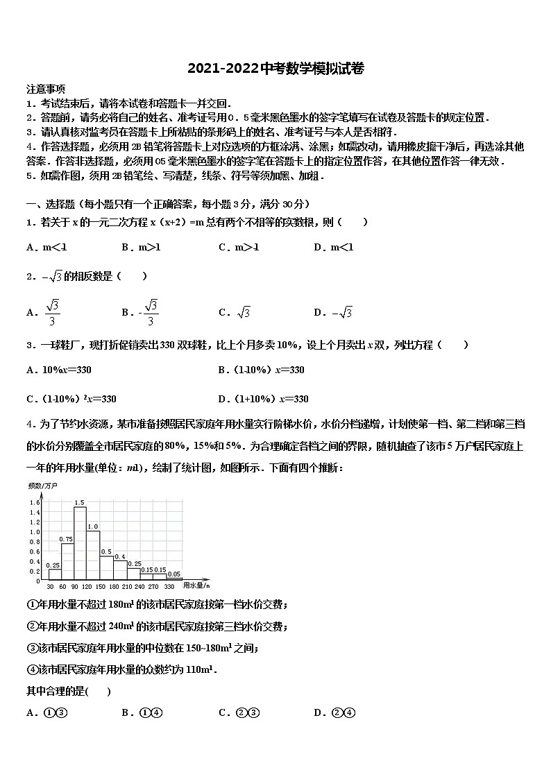 2022年山东省威海市乳山市重点达标名校中考数学最后冲刺模拟试卷含解析第1页
