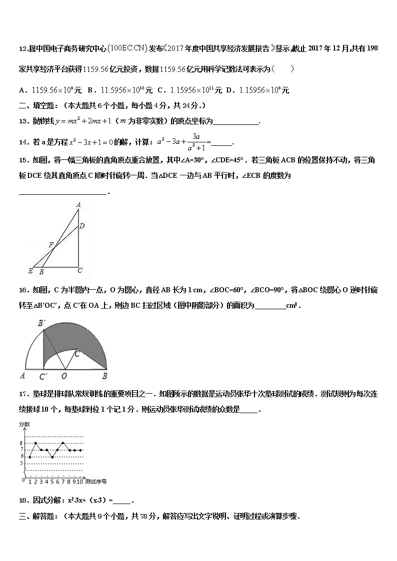 2022年山东省日照岚山区市级名校中考数学模试卷含解析第3页
