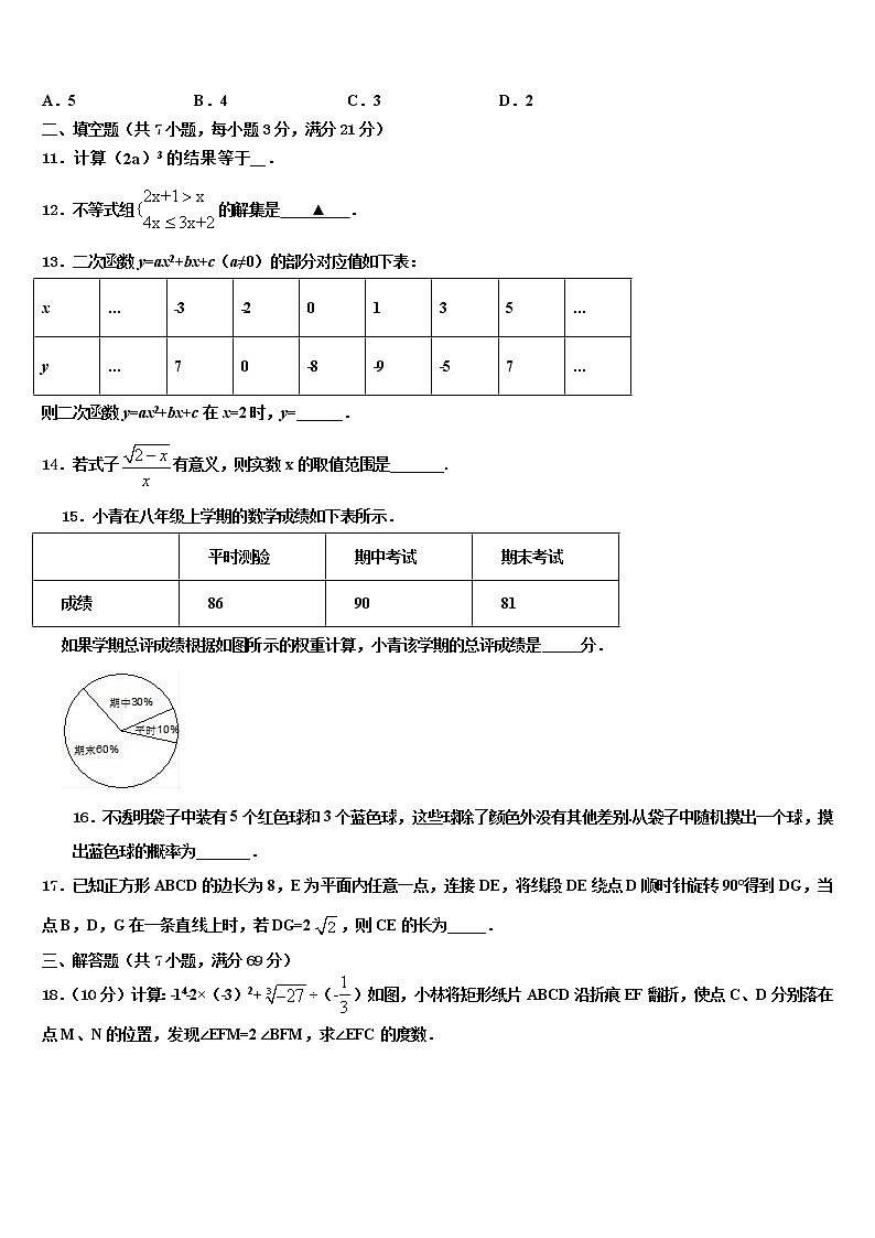 2022年陕西省安康市名校中考数学最后冲刺浓缩精华卷含解析第3页