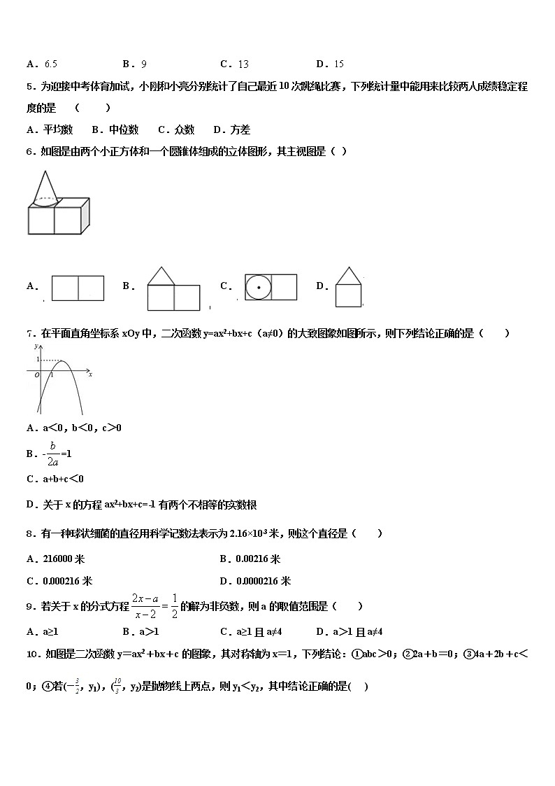 2022年云南省大理州祥云县重点达标名校中考五模数学试题含解析02