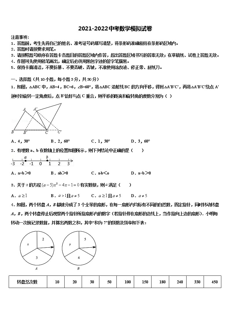 2022年云南省德宏市重点中学中考数学全真模拟试卷含解析01