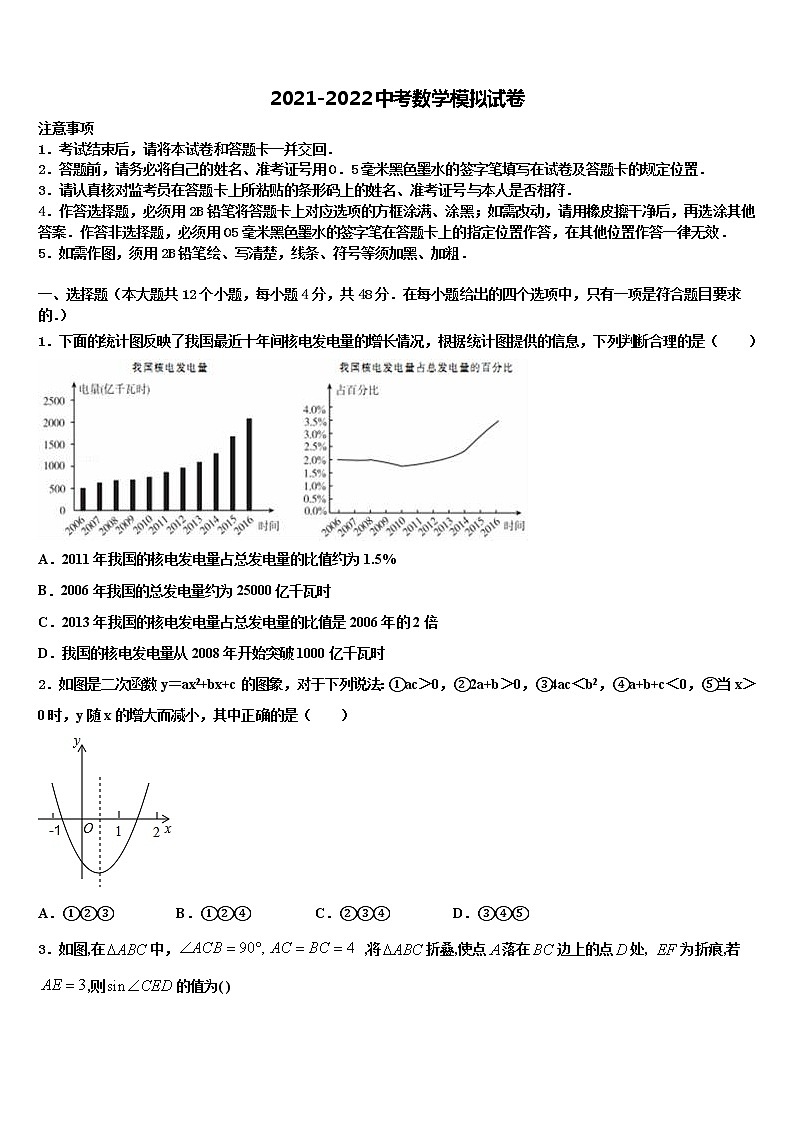 2022年随州市重点中学中考联考数学试卷含解析第1页