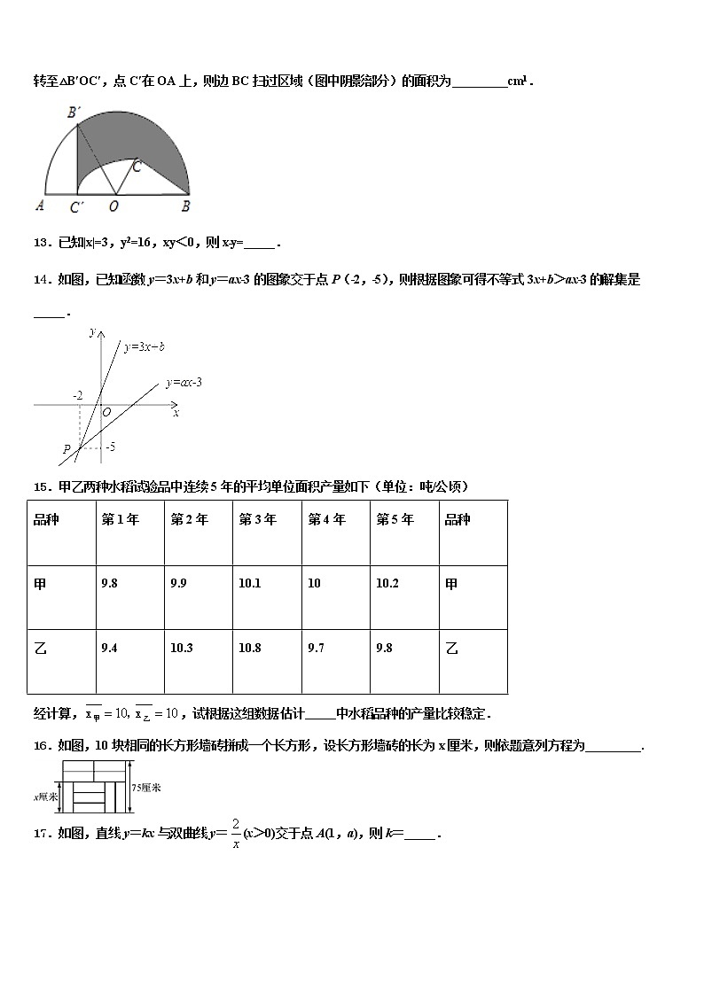 2022年新疆维吾尔自治区轮台县第二中学十校联考最后数学试题含解析第3页