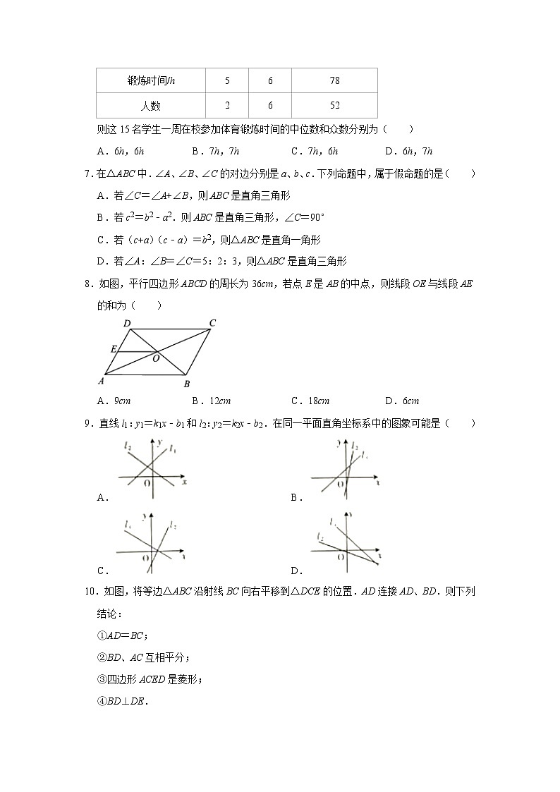 山西省朔州市右玉县2021-2022学年八年级下学期期末学科素养监测数学试卷(含答案)02