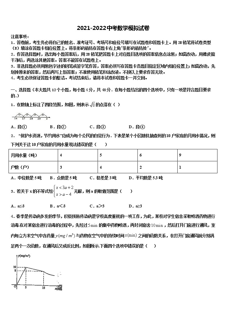 2022年武汉市重点中学中考联考数学试卷含解析01