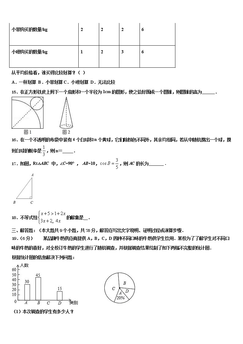 2022年四川省绵阳宜溪中学心中考数学对点突破模拟试卷含解析第3页