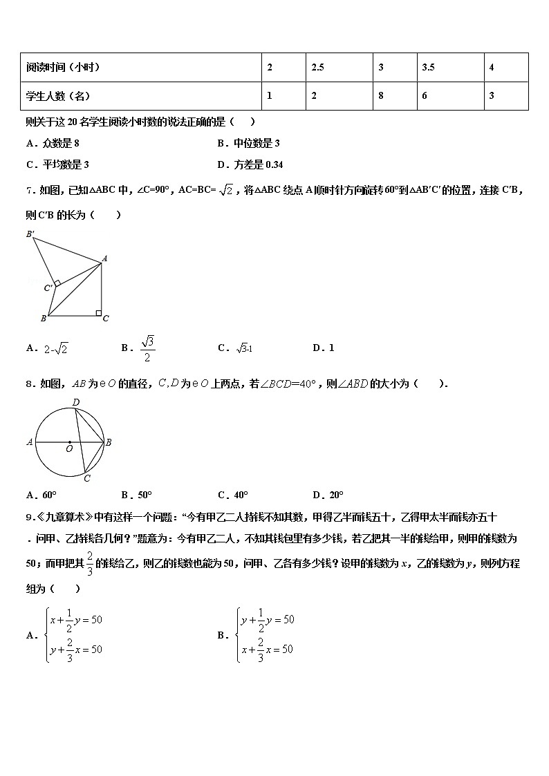 2022年四川省绵阳市江油实验校中考数学模拟试题含解析第2页