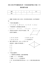 湖南省长沙一中双语实验学校2021-2022学年下学期八年级期末数学试卷(word版含答案)