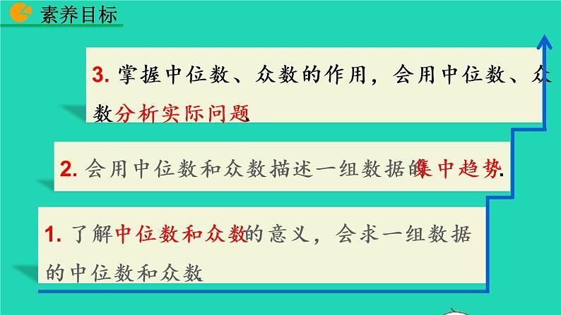 2022八年级数学下册第二十章数据的分析20.1数据的集中趋势20.1.2中位数和众数第1课时教学课件新版新人教版第4页