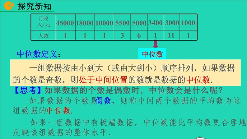 2022八年级数学下册第二十章数据的分析20.1数据的集中趋势20.1.2中位数和众数第1课时教学课件新版新人教版第7页