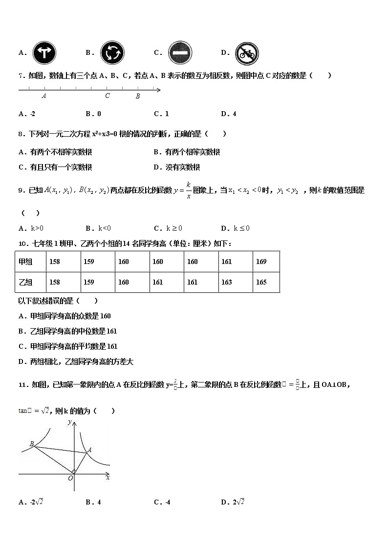 安徽省淮南地区达标名校2021-2022学年中考数学模拟预测题含解析02