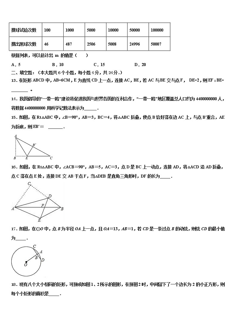 2022年浙江省绍兴市越城区袍江中学中考数学模拟预测试卷含解析第3页