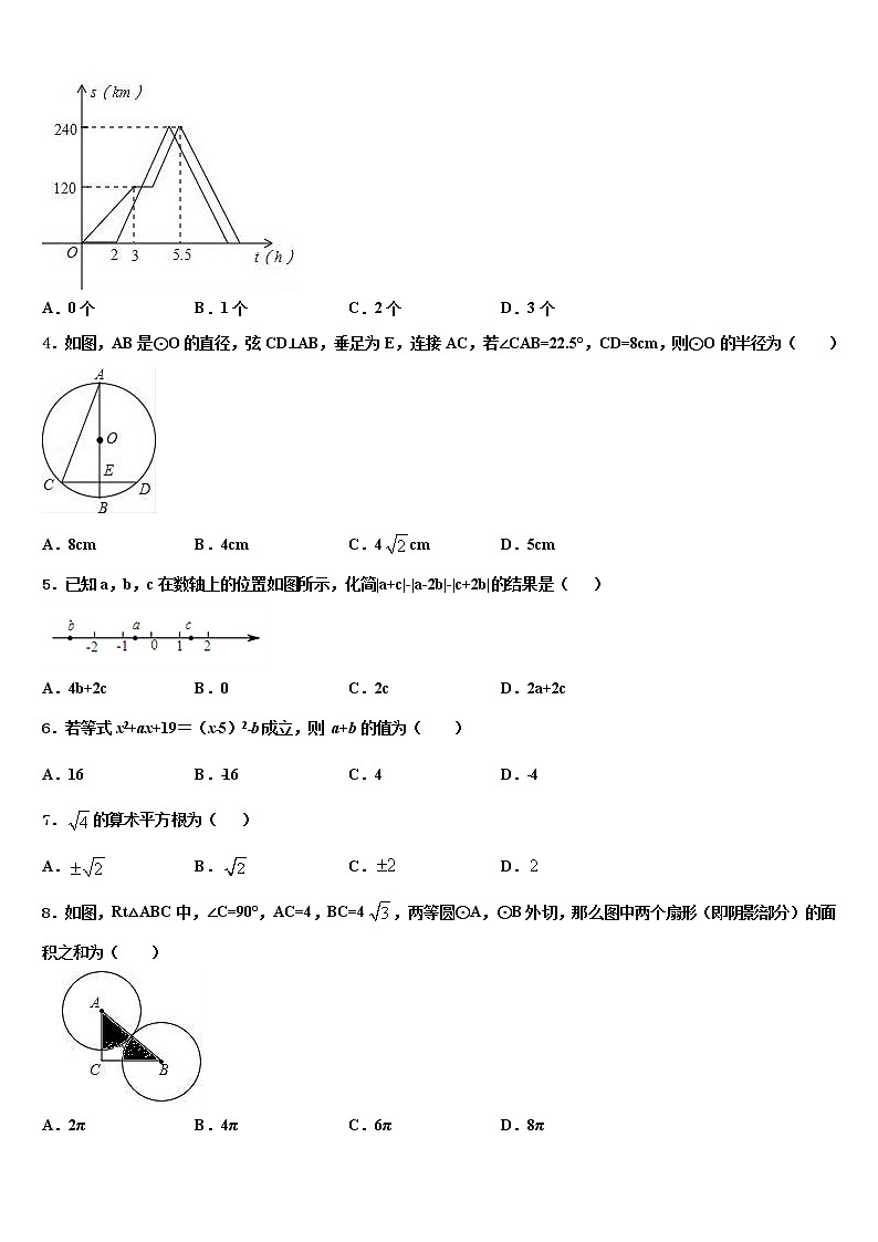 安徽省淮南市西部地区市级名校2022年中考数学四模试卷含解析02
