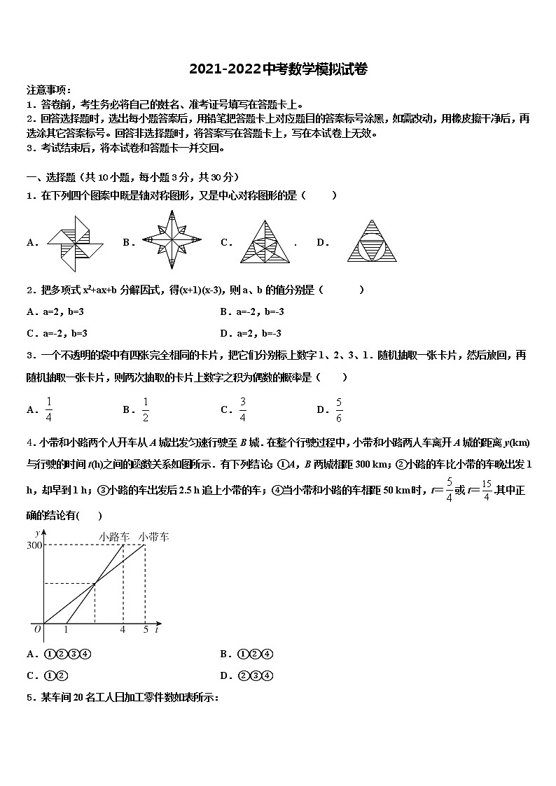 安阳市模拟试题2021-2022学年中考押题数学预测卷含解析第1页