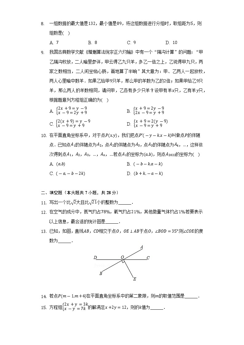 2021-2022学年广东省汕头市濠江区七年级（下）期末数学试卷（Word解析版）02