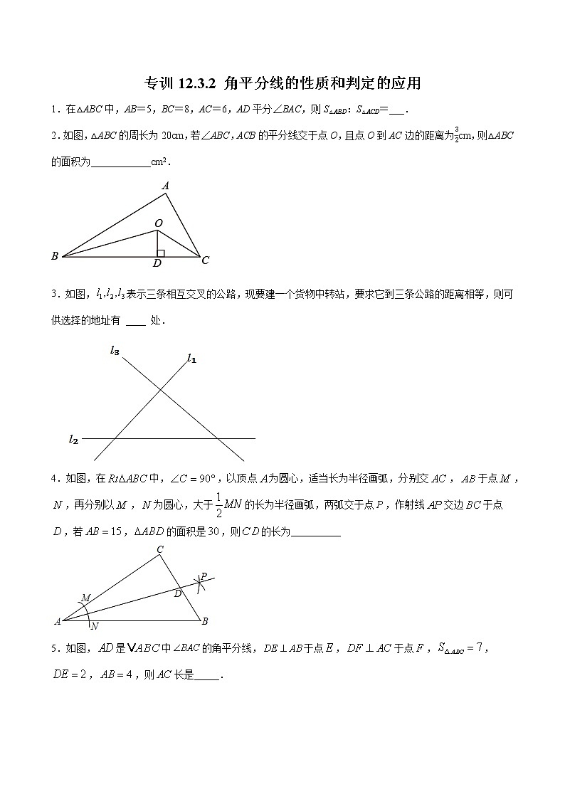专训12.3.2 角平分线的性质和判定的应用八年级上册考点专训（人教版） 试卷01