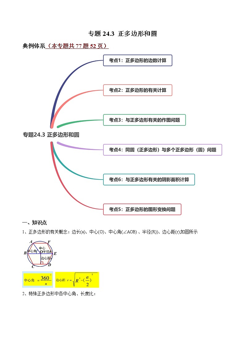 专题24.3 正多边形和圆（讲练）九年级上册同步讲练（人教版）01