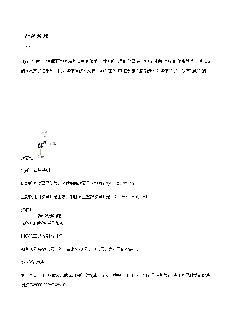 2.7 有理数的乘方-苏科版七年级数学上册 教学讲义+同步练习（含解析）02