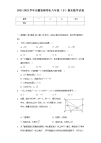 2021-2022学年安徽省蚌埠市八年级（下）期末数学试卷（Word解析版）