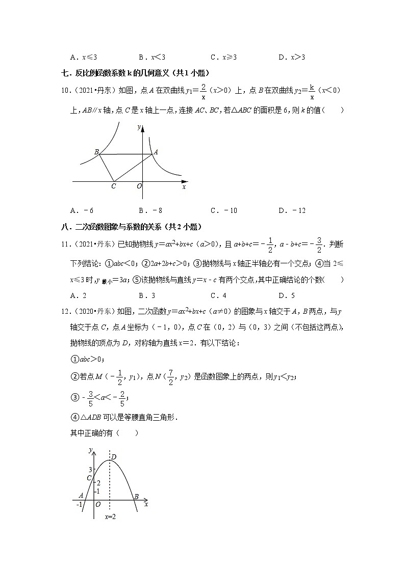 辽宁省丹东市三年（2020-2022）中考数学真题分类汇编-选择题02
