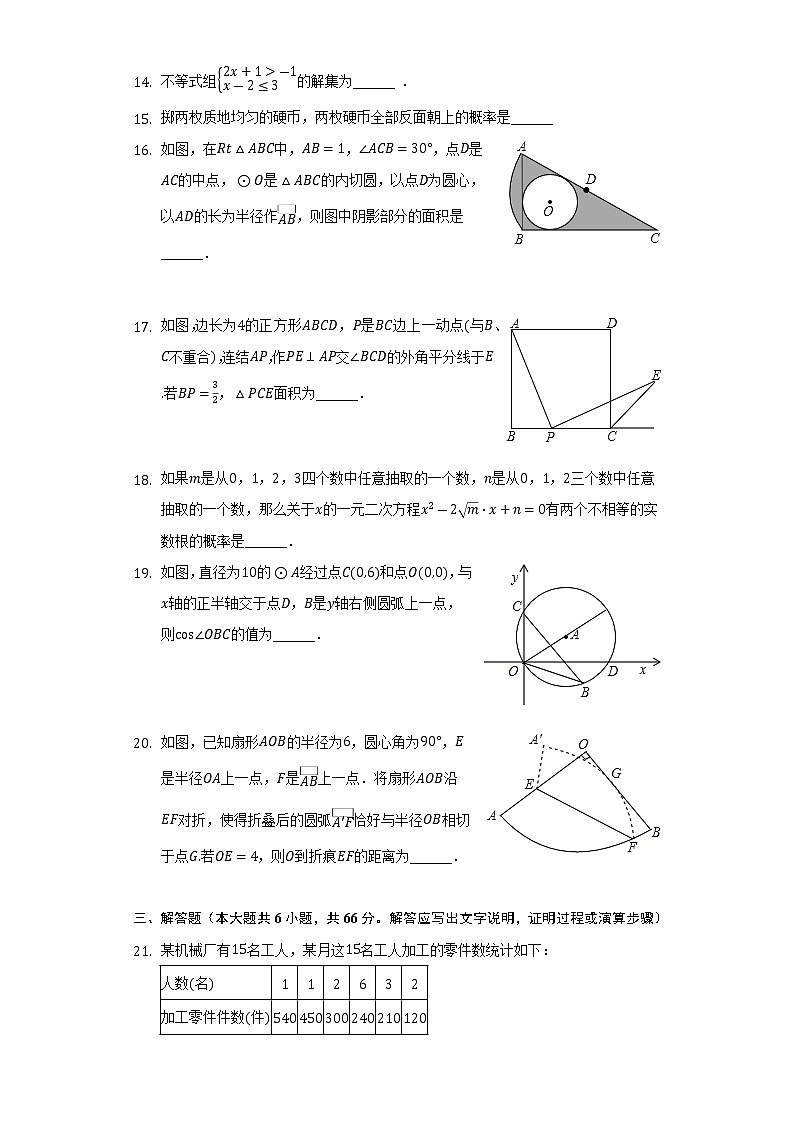 2022年内蒙古包头市东河区中考数学模拟试卷(word版无答案)03