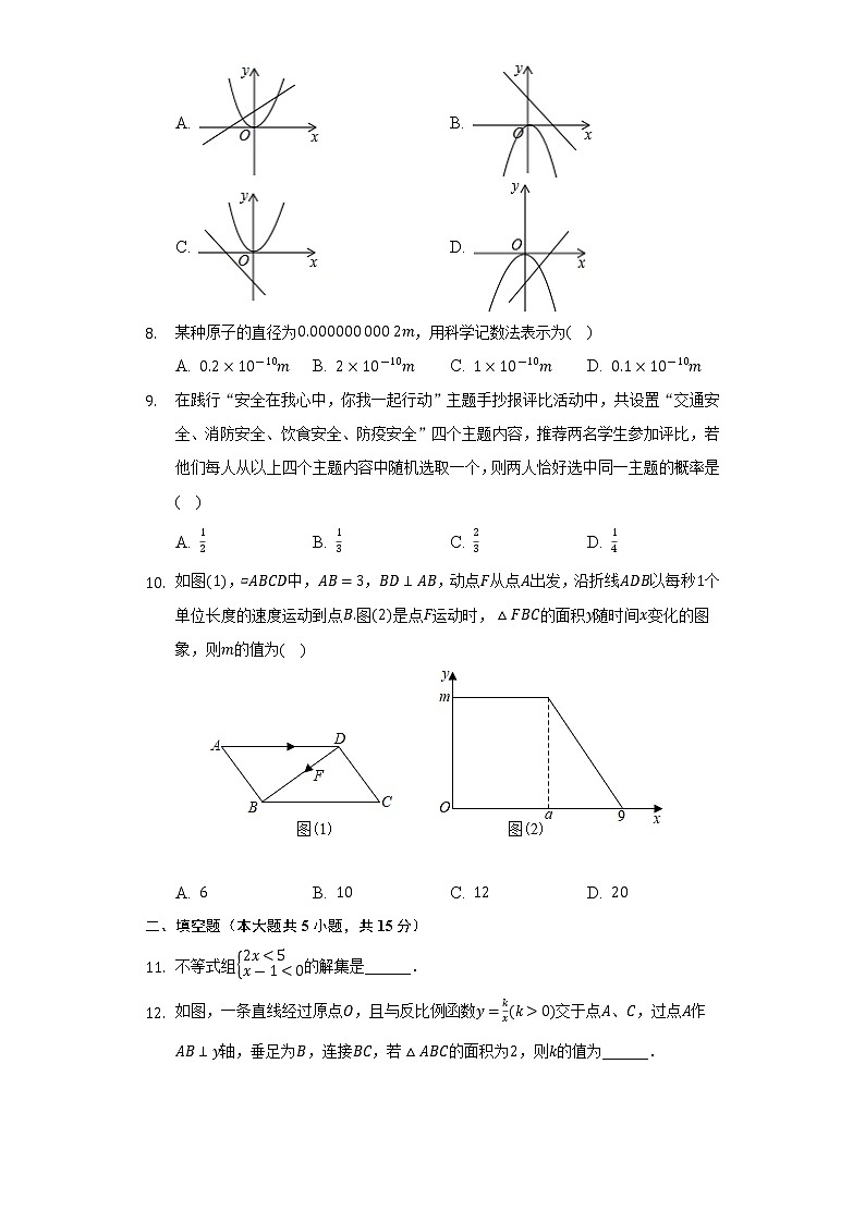2022年河南省南阳市邓州市中考数学模拟试卷(word版含答案)02