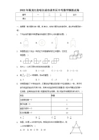 2022年黑龙江省哈尔滨市道外区中考数学模拟试卷(word版无答案)