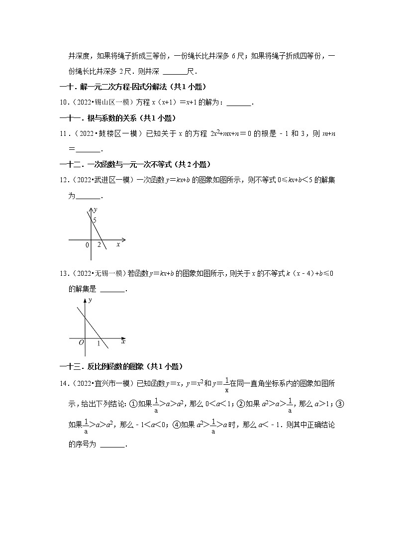 江苏省2022年中考数学模拟题（一模）精选按题型分层分类汇编-05填空题（基础题）第2页