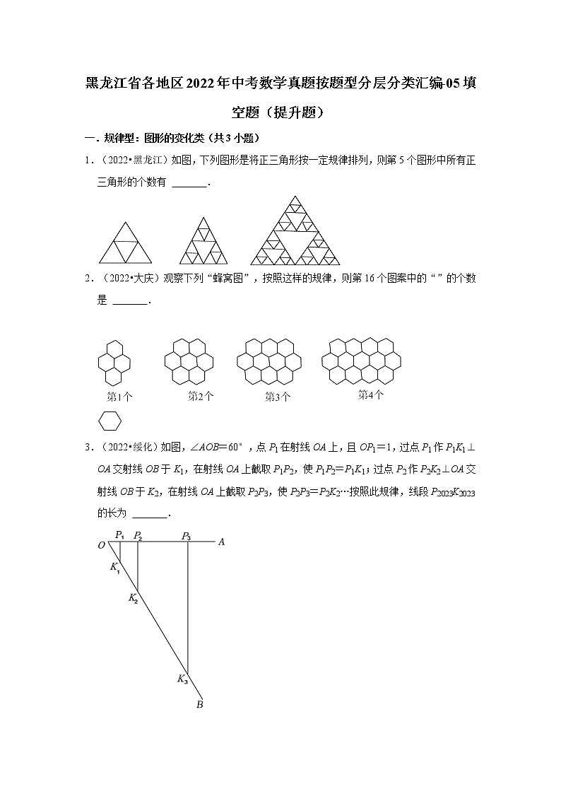 黑龙江省各地区2022年中考数学真题按题型分层分类汇编-05填空题（提升题）第1页