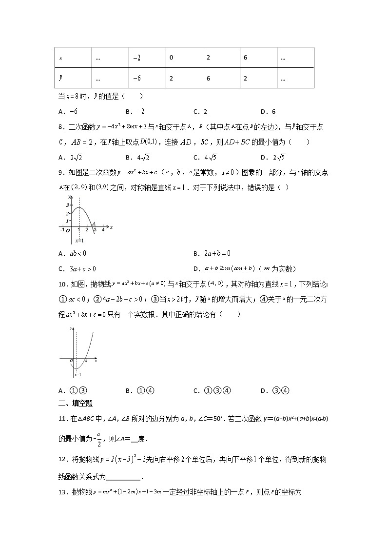 九年级数学人教版上册课时练第22章《22.1.4 二次函数y=ax2+bx+c的图象和性质》302