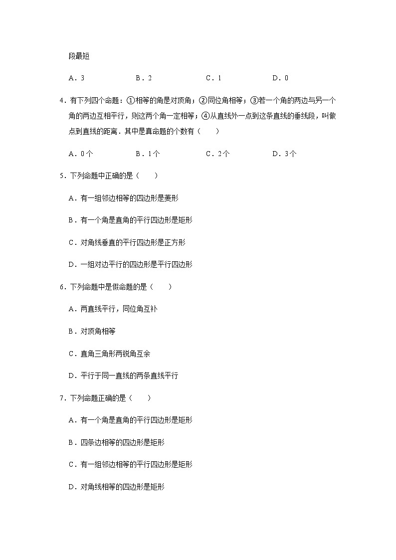 1.2+定义与命题+复习讲义 浙教版数学八年级上册03