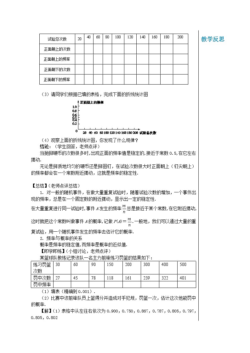 25.2.2 频率与概率 华东师大版九年级数学上册教学详案 学案02