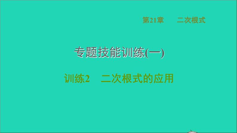 第21章 二次根式专题一训练2 二次根式的应用 华师大版九年级数学上册课件01