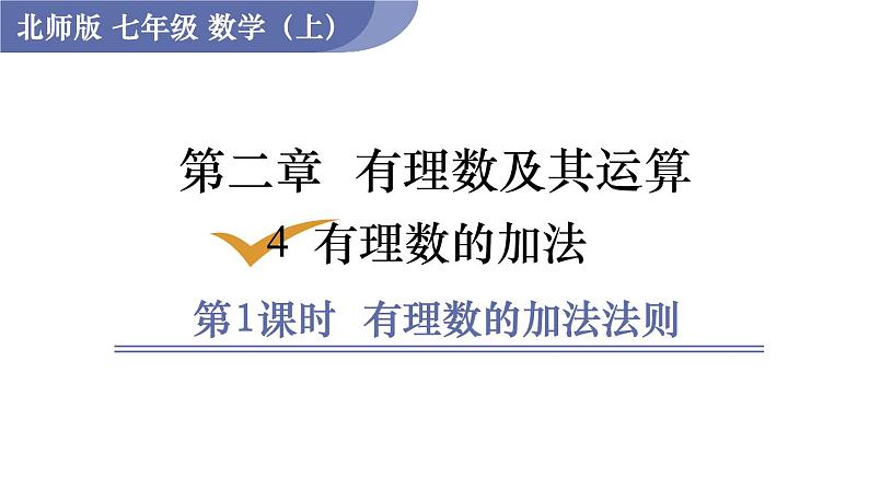 北师大版七年级数学上册课件 2.4.1 有理数的加法法则第1页
